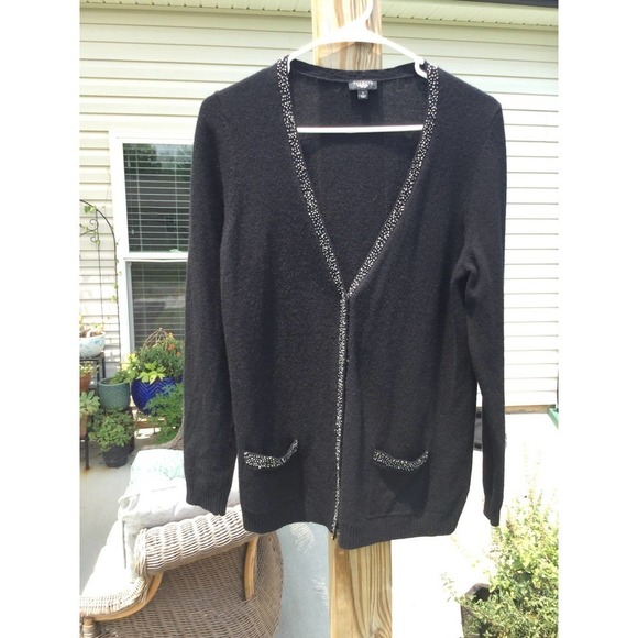 Talbots Sweaters - Talbots long wool cardigan sweater womens LP L beaded lambswool fairy whimsigoth